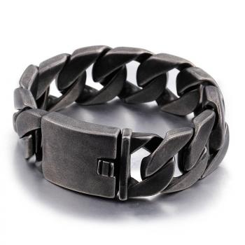 KALEN Oxidation Black Chain 316L Stainless Steel Charm Bracelet Mens