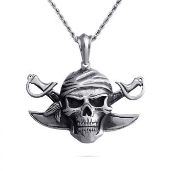Vintage Fashion Pendants Pirate Skull Pendant Necklace Stainless Steel Jewelry Accessories
