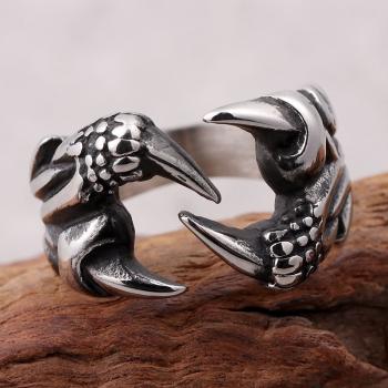Titanium Steel Ring Manufacturer New Men'S Dragon Claw Personality Jewelry Full Finger Eagle Claw Titanium Steel Ring