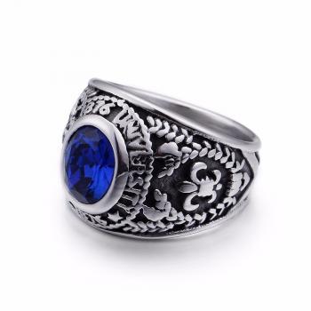 KALEN Silver Color Rainbow Crystal Stone Stainless Steel Rings For Men