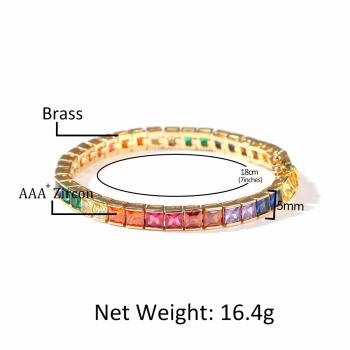 Colorful Square Zircon Tennis Bracelet Simple Hiphop Bracelet