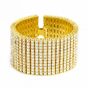Hot Selling Hip Hop 12 Row Stainless Steel Bracelet for Men Full Diamond Popular Hip-hop Bracelet