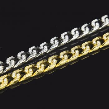 Hot Selling Full Diamond 30inch Cuban Link Chain Miami Necklace Hip Hop Gold Plated Necklace