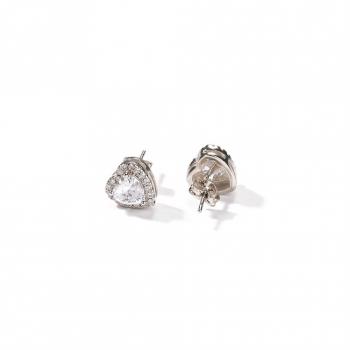 Women's Earrings Classic Heart Earrings CZ Stone Hoop Piercing Love heart Stud Fashion Earrings