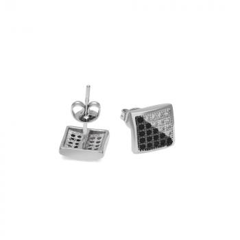 Hot hip-hop twill two-color electroplating black and white with micro-zircon earrings men HipHop accessories