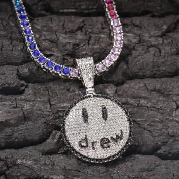 Net red drew smiling face color diamond clavicle chain 18inch