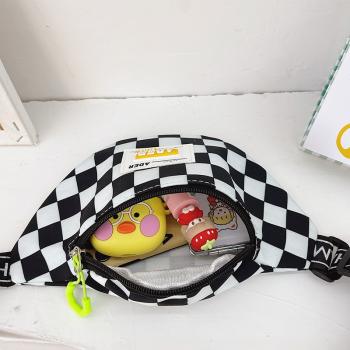 Children's chest bag fashion leisure checkerboard Mini messenger bag