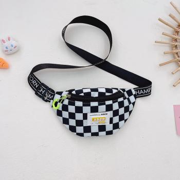 Children's chest bag fashion leisure checkerboard Mini messenger bag