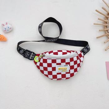 Children's chest bag fashion leisure checkerboard Mini messenger bag