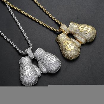 Boxing Gloves Pendant Necklace  Boxing Gloves Pendant Necklace Fashion Long Chain Gold Silver Color Hip Hop Necklace For