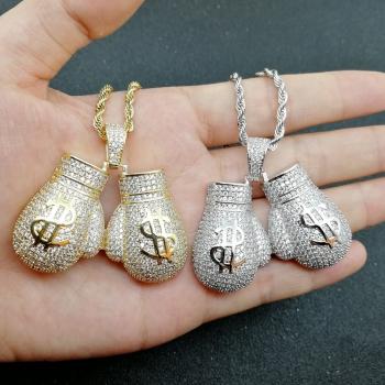 Boxing Gloves Pendant Necklace  Boxing Gloves Pendant Necklace Fashion Long Chain Gold Silver Color Hip Hop Necklace For