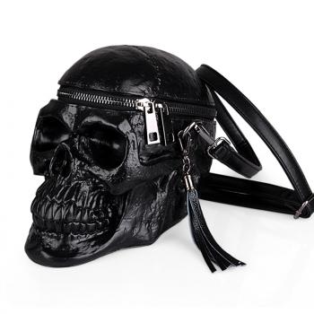 3D Skull Shoulder Bag Crossbones Messenger Bag Handbags For Men Women Fashion Street Leather Zipper Handbags Punk Design