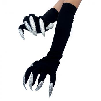 Halloween Long Nails Cosplay Gloves Funny Festival Witch Cosplay Costume Party Scary Fancy Props Black Mitten Glove Tool