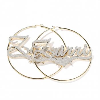 Hoop Earrings Glitter Personalized Stainless Steel Round Shape Bling Earring Hiohop Jewelry