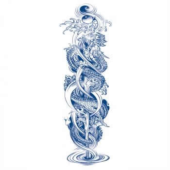 Chinese dragon element Street hip hop creative pattern full arm semi permanent tattoo paste