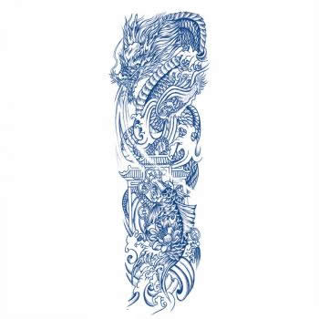 Carp leaping Dragon Gate Street hip hop creative pattern full arm semi permanent tattoo patch