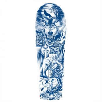 Wolf Street hip hop creative pattern full arm semi permanent tattoo paste