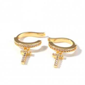 New Earrings Bling Diamond Clip Earrings Hip Hop Personality Zirconia Gold Earrings