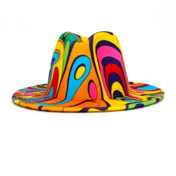 Colorful Wide Brim New Style Church Derby Top Hat Panama Felt Fedoras Hat for Men Women artificial wool British style Ja