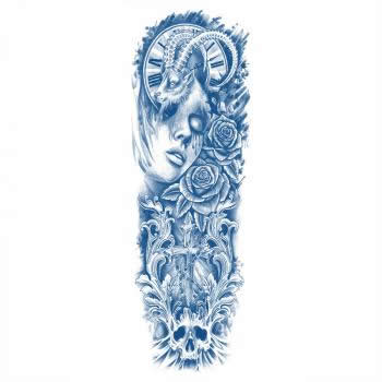 Ghost Skull Street hip hop creative full arm semi permanent tattoo paste