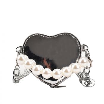 Laser messenger chain bag fashion small fragrance pearl handbag messenger chain