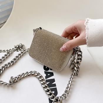 Trendy bright diamond chain bag versatile small Messenger Shoulder Bag