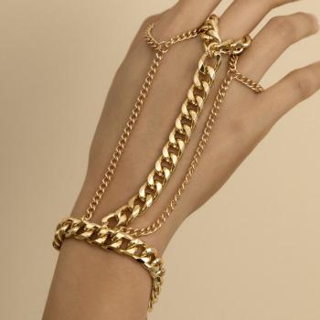 Fashion Hip hop Hyperbole Chain Cool Street Style Metal Chain Ring Bracelet For Women And Men