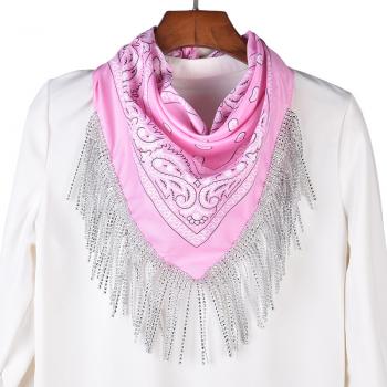 fashion Paisley Embellished scarves Tassel Fringed Triangle Bandana Around The Neck For Women Handkerchief Necklace Comb