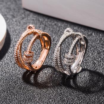 Micro-inlaid Zircon Transfer Ring cross multi-layer French Open Index Finger Ring Adjustable Ring