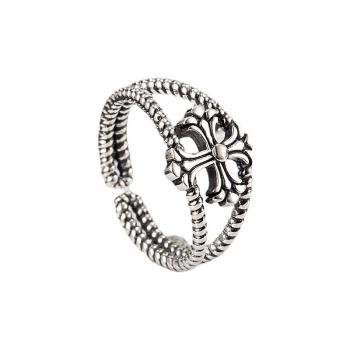 Vintage 925 Sterling Silver Steel Ring Charm Men Women Jewelry Open Cross Ring