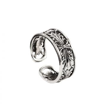 Retro style bohemia 925 sterling silver blanking engravinf flower ring