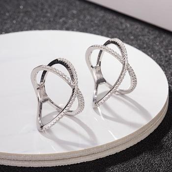 925 pure silver ring temperament geometric diamond ring pure silver jewelry