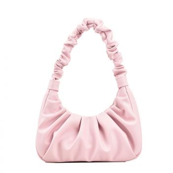 Solid color pleated simple women's bag leisure shoulder bag underarm bag