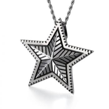 Fashion lucky star five-pointed star stainless steel pendant punk style men's