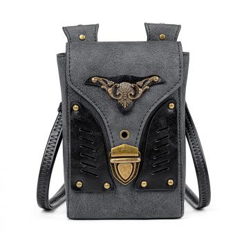 Punk motorcycle single shoulder diagonal Bag Mini contrast small square bag mobile bag