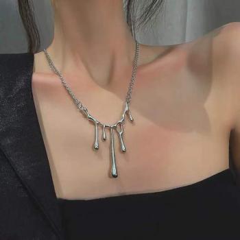 Trend Water Drop Lava karst Pendant Necklace Punk Hip Hop Women's Girl Neck Sweater Chain Sweet And Cool Chokers Jewelry