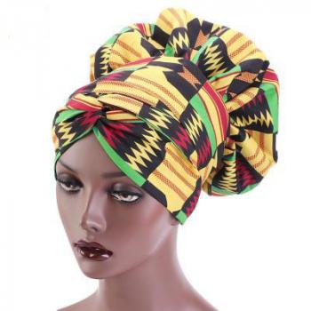 Helisopus Ladies African Print Satin Bonnet with Long Ribbon Head Wrap Women Double Layer Turban Ankara Pattern Party He