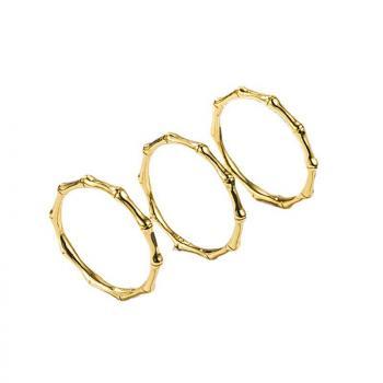 Sterling Silver S925 Gold & Platinum Plated Earring Personality Bamboo Shaped Circle Silver Huggie Earrings