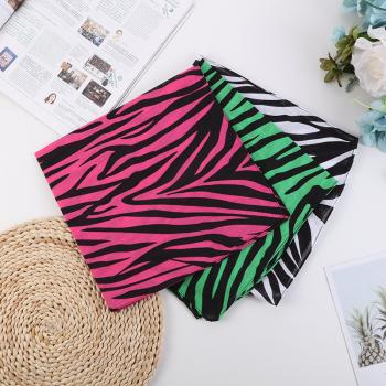 Fashion Women's Cotton Bandanas Hair Scarf Handkerchiefs Lady Zebra Pattern Hair Ribbon Bag Design Wrist Towel Foulard H