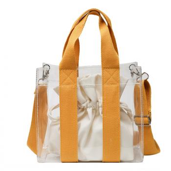 Large capacity Harajuku single shoulder bag portable contrast leisure transparent messenger bag