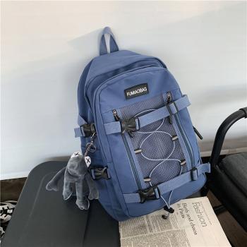 Trendy reflective backpack large capacity nylon leisure backpack