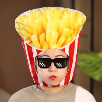 Cartoon Plush Headwear Cosplay Party Funny Food Hat Cap Pineapple Popcorn Chips Headdress Photo Performance Prop