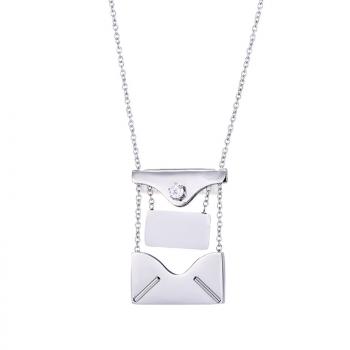 Engraved envelope love letter pendant fashion titanium steel chain necklace