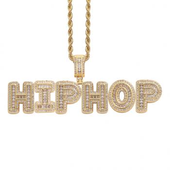 Custom Hip Hop letter splicing pendant with micro setting cubic zirconia men's and women's necklace