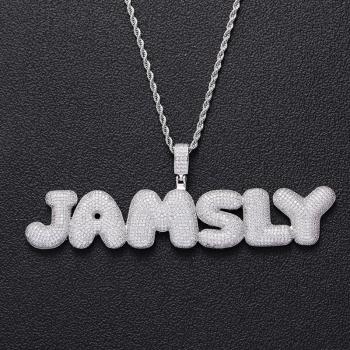 Custom stitched personalized necklace hip hop bubble letter pendant
