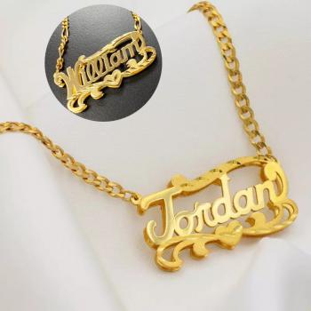 Personalized customized name necklace double layer DIY letter metal pendant