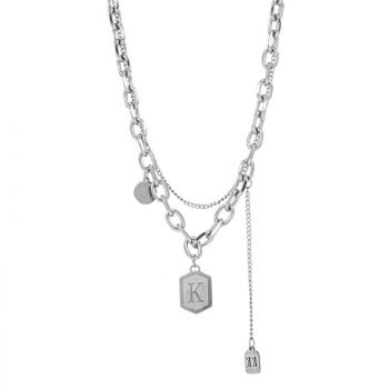 Customized simple double-layer titanium steel necklace, niche hip-hop clavicle chain