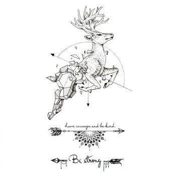 Personalized Harajuku small fresh style deep forest deer theme tattoo pasted on the ankle and chest collarbone