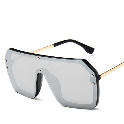 Trendy integrated large frame metal ocean Lens Sunglasses