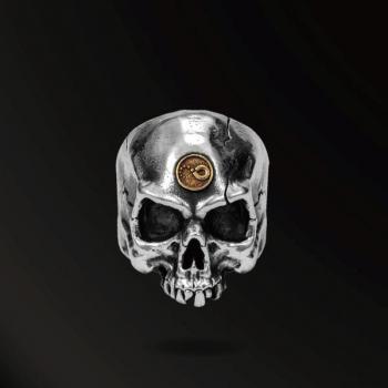 SOUL REBIRTH SKULL RING IN 925 SILVER+18K GOLD